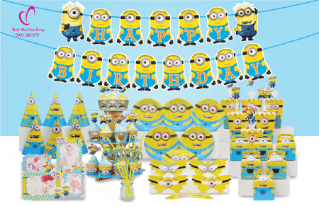 Set phụ kiện trang trí sinh nhật cho bé trai chủ đề MINION