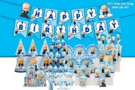 Set Phụ Kiện Trang Trí Bàn Tiệc Sinh Nhật Chủ Để Boss Baby