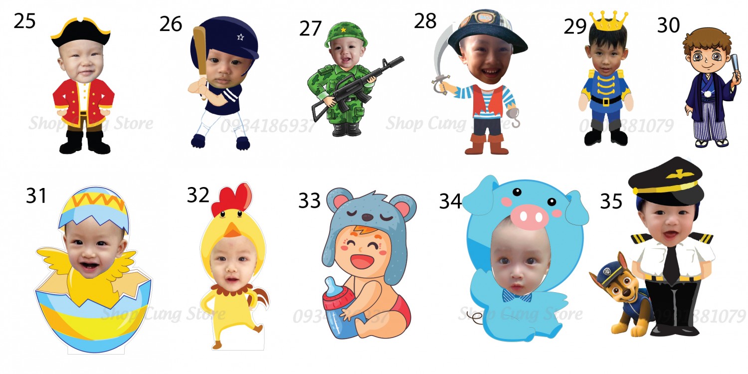 mẫu chibi sinh nhật bé trai 01